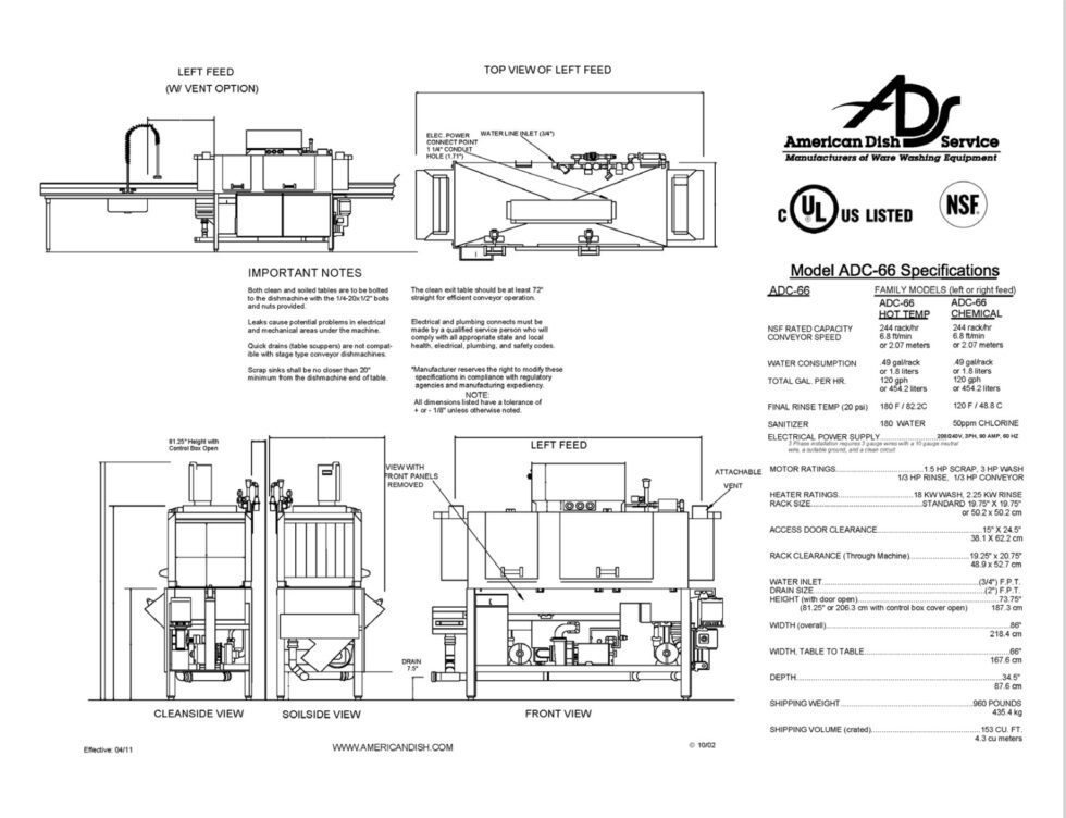 High or Low Temp Dish Machine American Dish Service