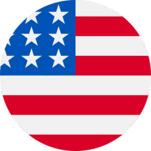 A round icon of the United States flag, featuring red and white stripes and a blue field with white stars.
